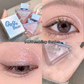 collage of gege bear liquid shimmer eyeshadow showing details on how it looks when applied on eye lid 
