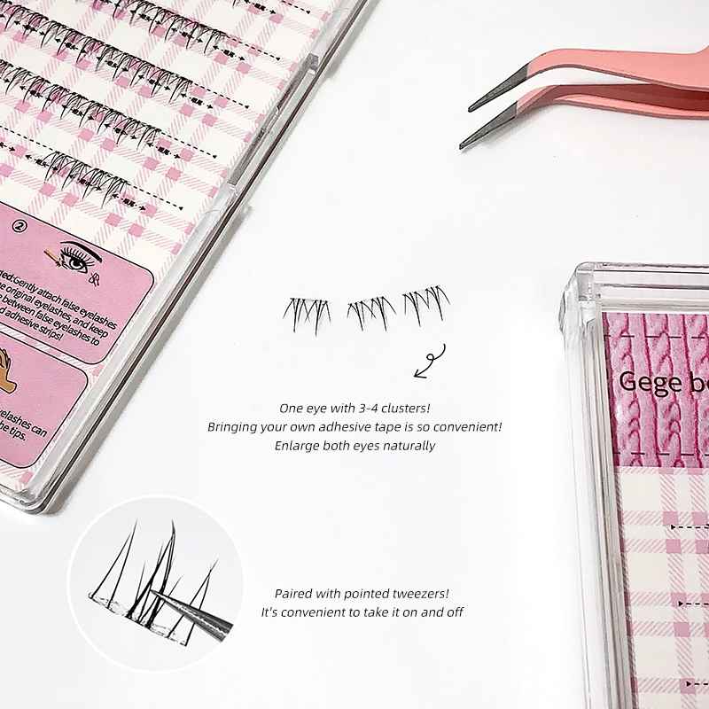 Eyelash extensions with adhesive tape and tweezers on a white background