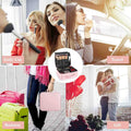 Collage of a makeup case with lifestyle images of people using it for daily use, travel, business, and gift purposes.