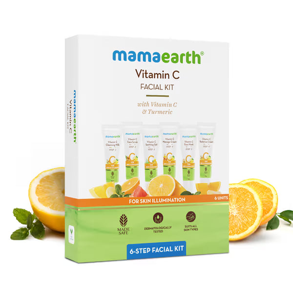 Mamaearth Vitamin C Facial Kit | Skin Brightening, Dark Spot Removal & Radiant Glow | With Turmeric & Vitamin C | Best Facial Kit in Nepal