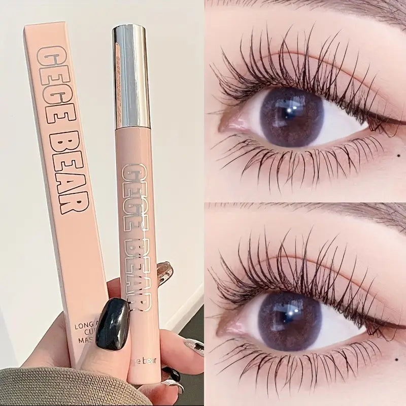 gege bear black mascara applied on eyelashes and displaying the effect 