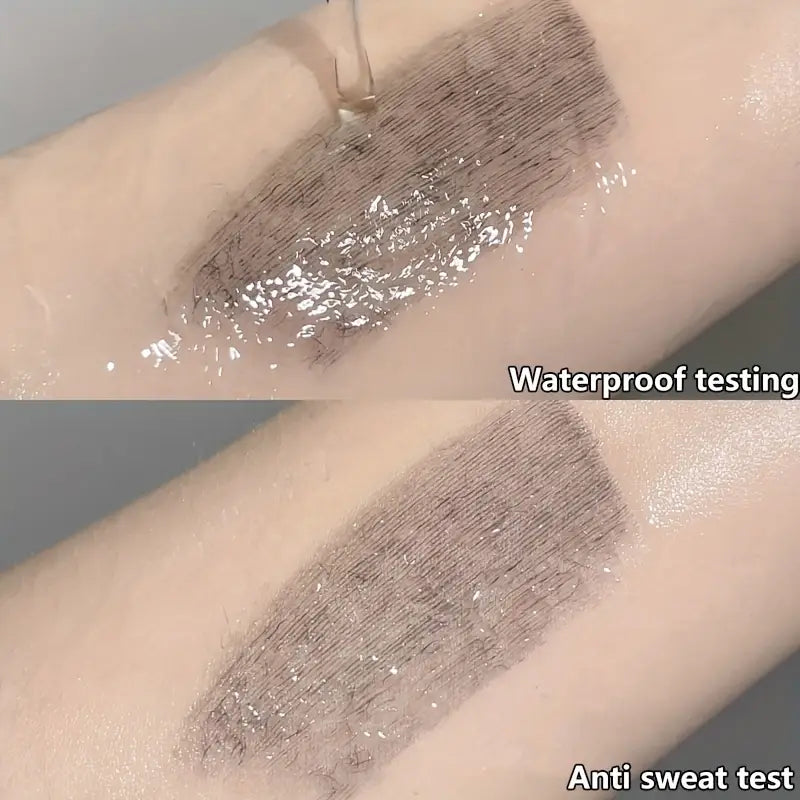 Waterproof and anti-sweat testing of gege bear black mascasra  on an arm.